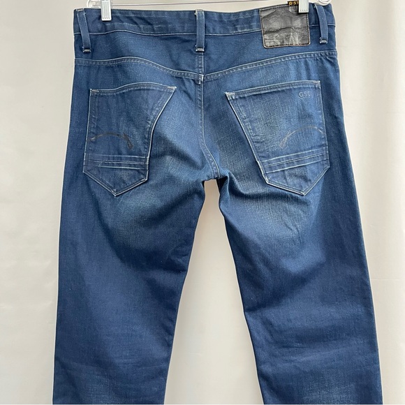 G Star Raw Jeans Men SZ 34 Blue Denim MORRIS Straight Low Wax Coated Button Fly - Picture 4 of 11